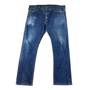 Levi's 513 Jeans Men 38x30 Blue Slim Straight Denim 5-Pocket Zip Fly Distressed